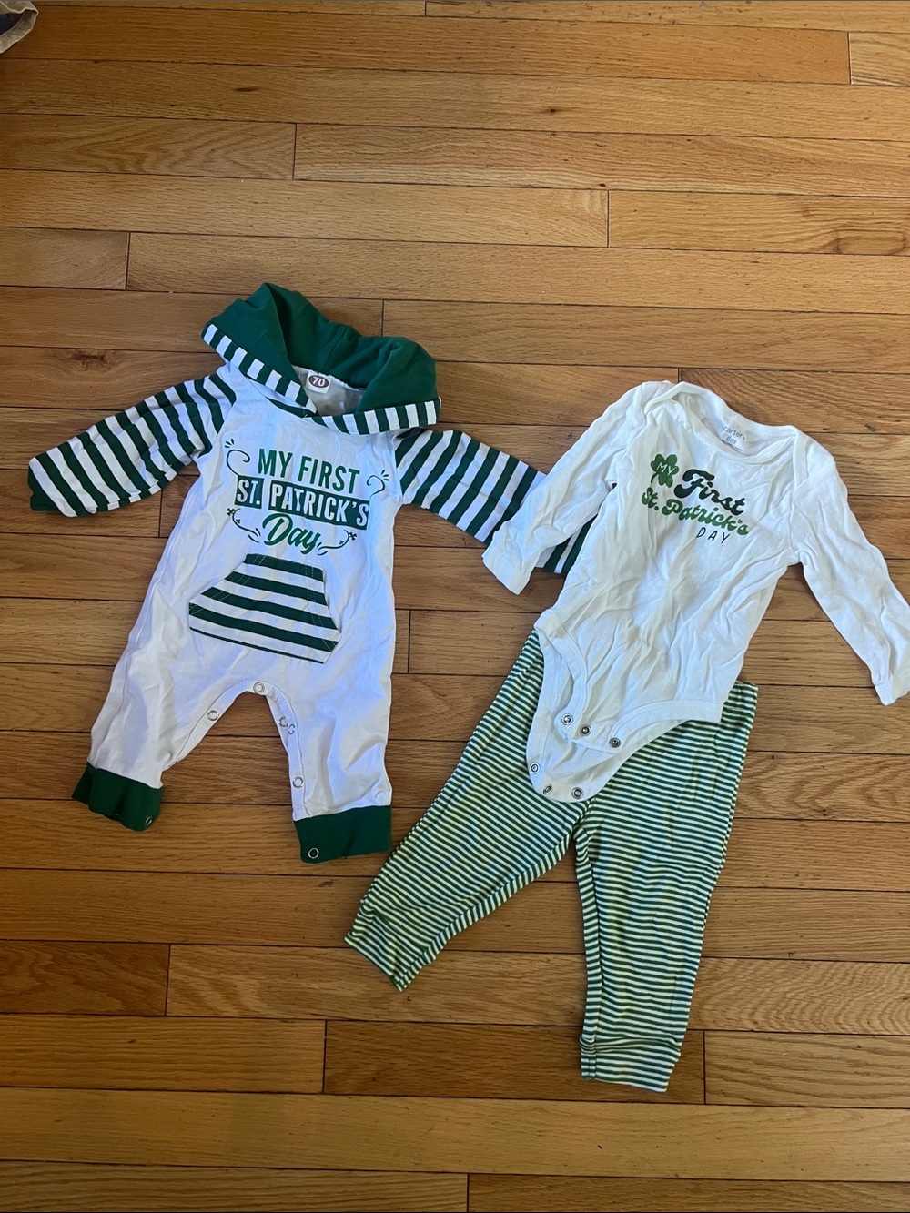 Carter's Green and White 'My First St. Patrick's Day' One-Piece Set